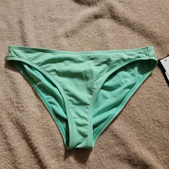 California Waves Womens Bikini Bottom Shimmer Metalic Mint Green Size Medium NWT - Picture 1 of 4